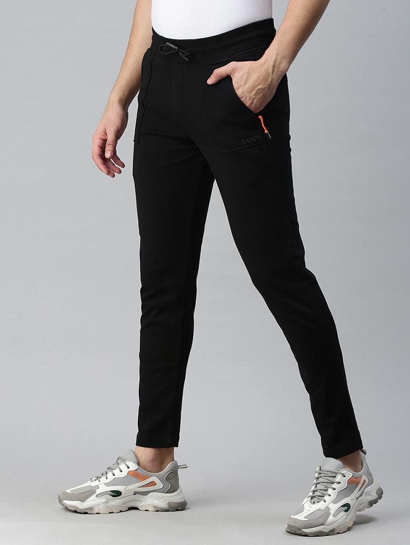 black solid full length track pant - 18339893 - Zoom Image - 2