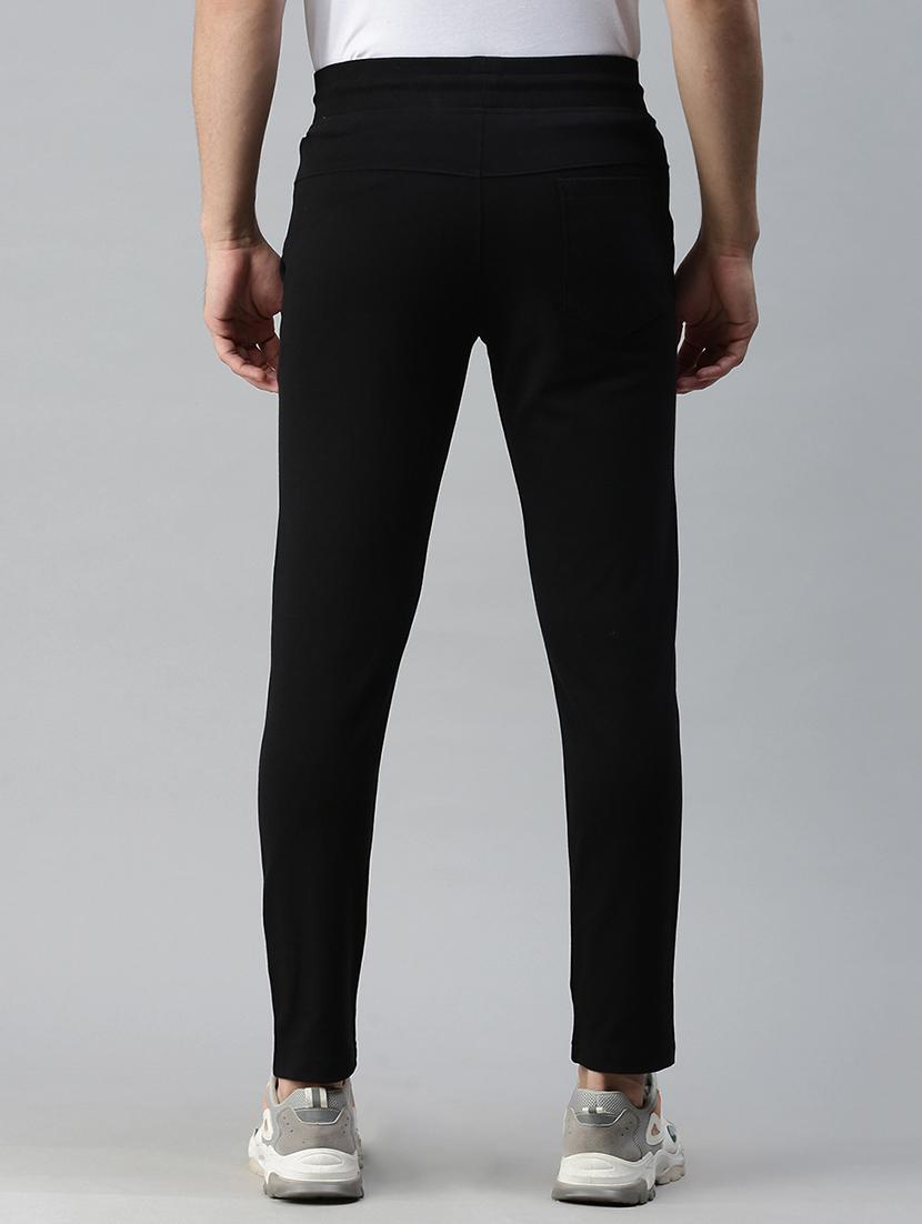 black solid full length track pant - 18339893 - Zoom Image - 3