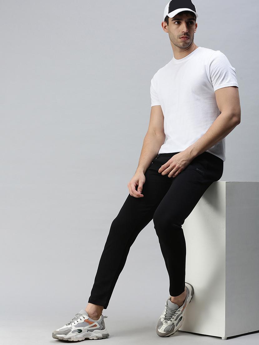 black solid full length track pant - 18339893 - Zoom Image - 4