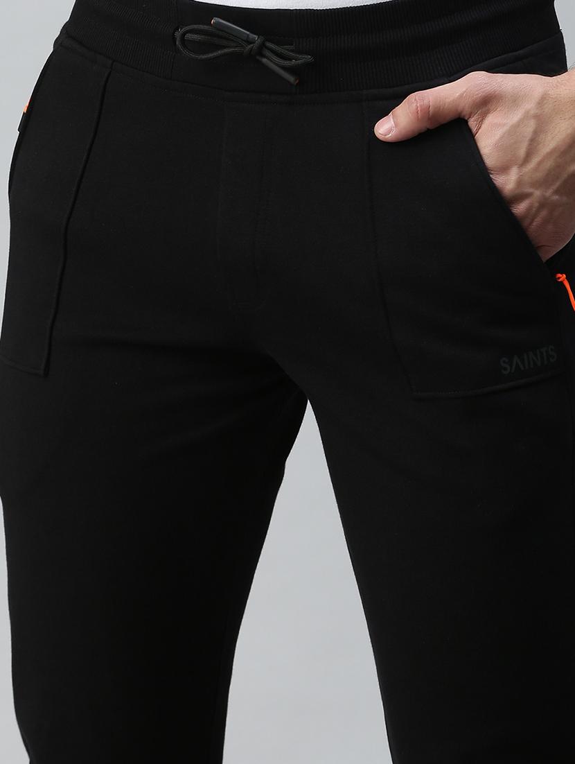 black solid full length track pant - 18339893 - Zoom Image - 5