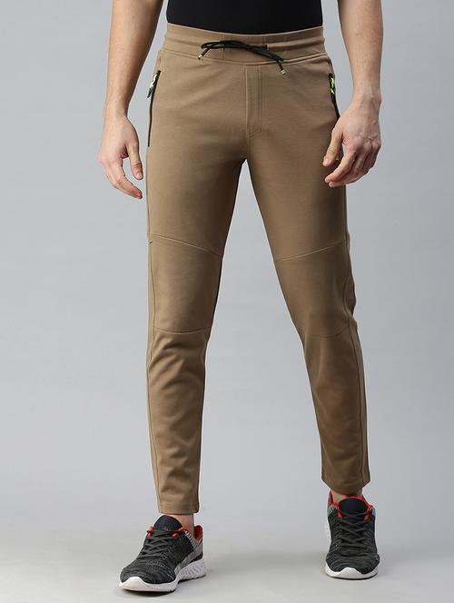 brown solid full length track pant - 18339895 - Standard Image - 1