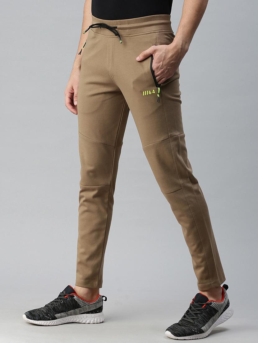 brown solid full length track pant - 18339895 - Zoom Image - 2