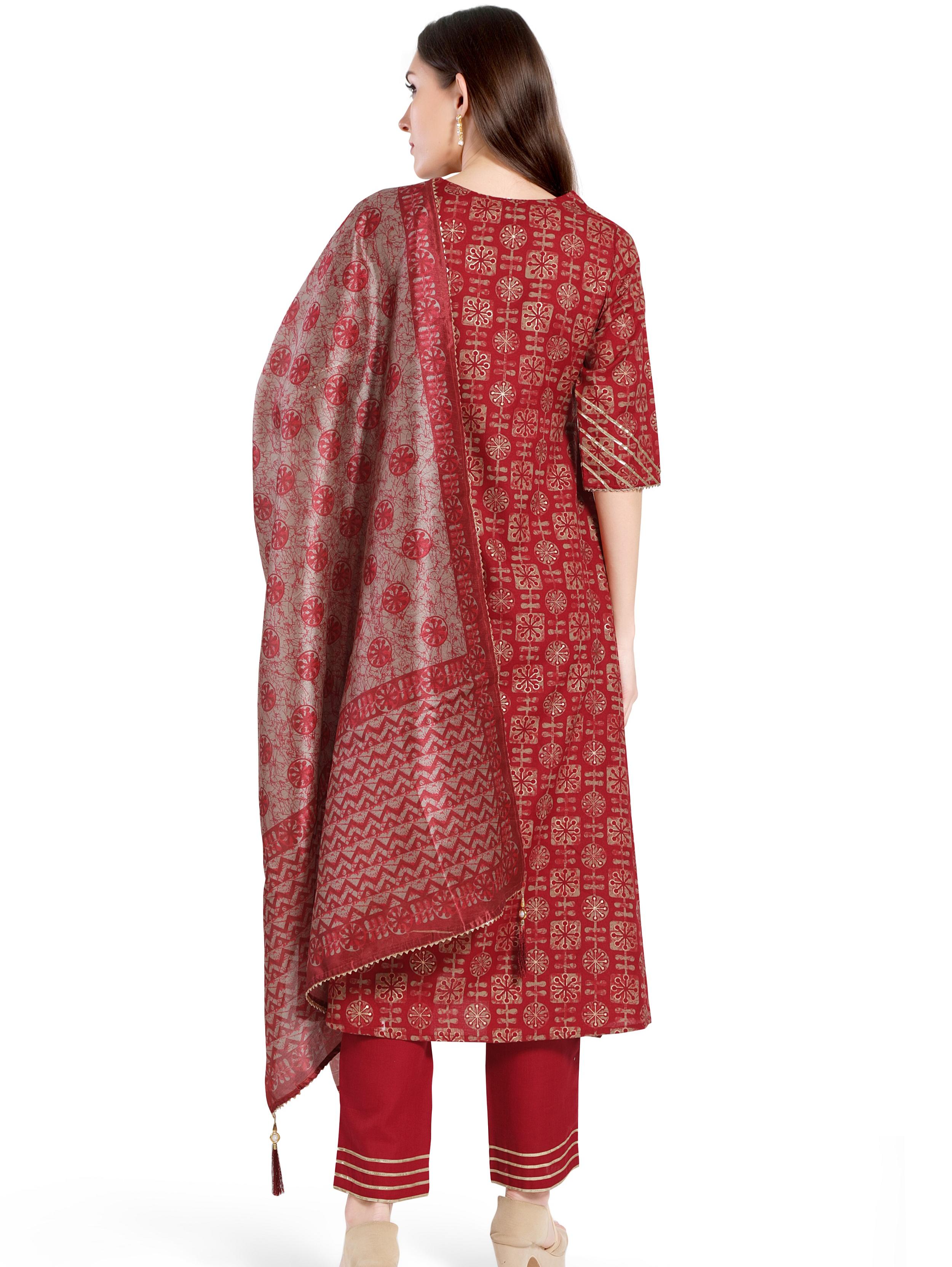 woman foil printed cotton kurti with cotton pant and digital print dupatta - 18340074 - Zoom Image - 2