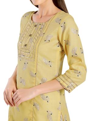 foil print straight kurti with gota - 18340200 - Standard Image - 3