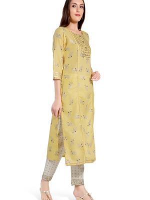 foil print straight kurti with gota - 18340200 - Standard Image - 5