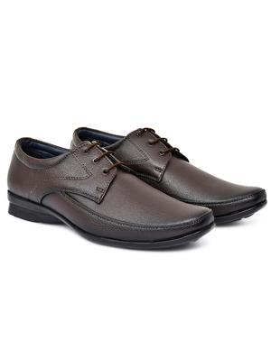 brown leatherette laceup derbies - 18341020 - Standard Image - 3