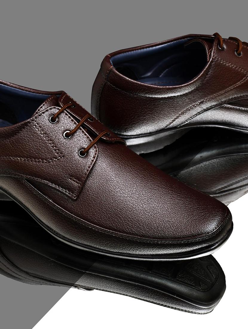 brown leatherette laceup derbies - 18341020 - Zoom Image - 1