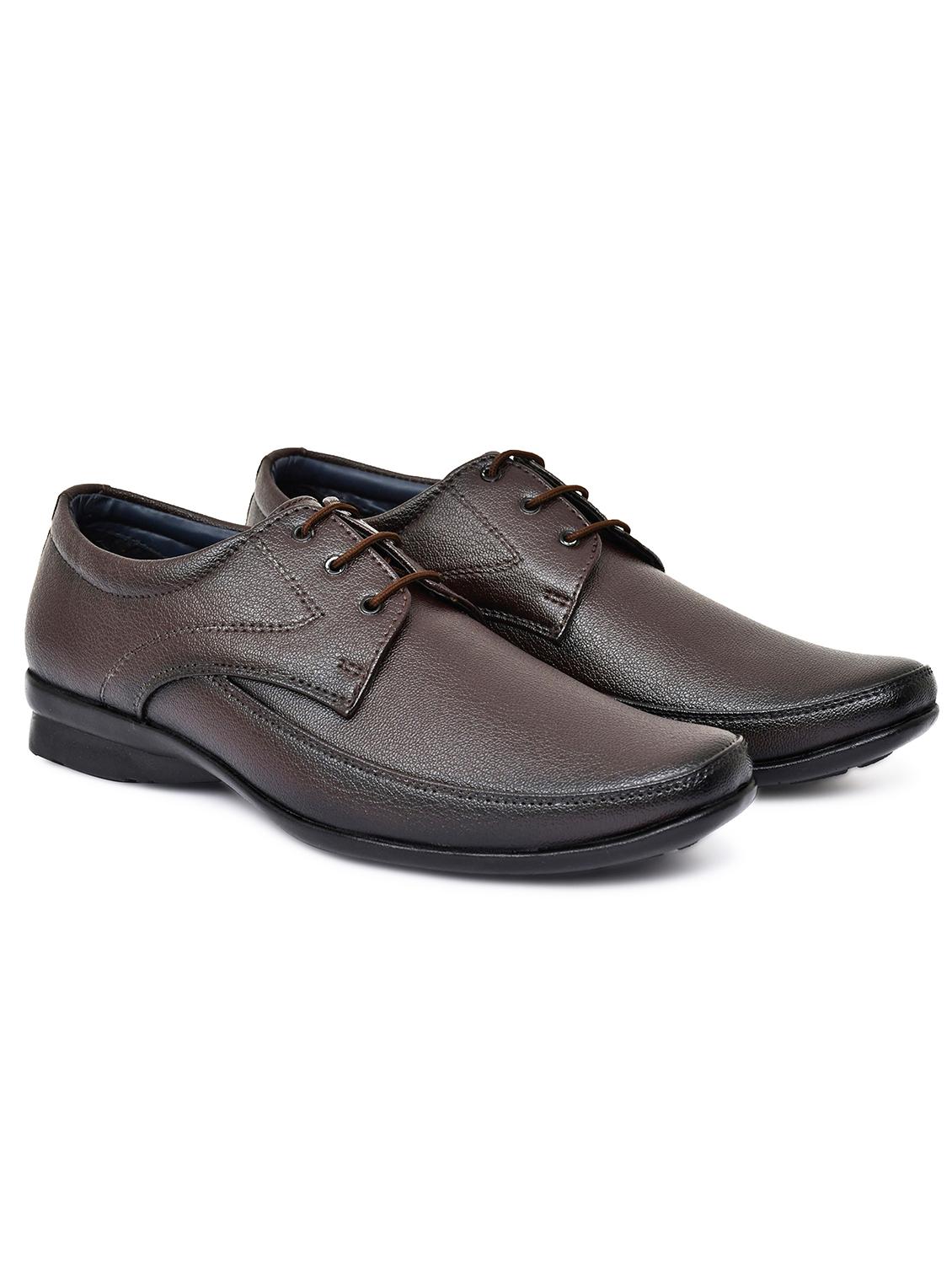 brown leatherette laceup derbies - 18341020 - Zoom Image - 3