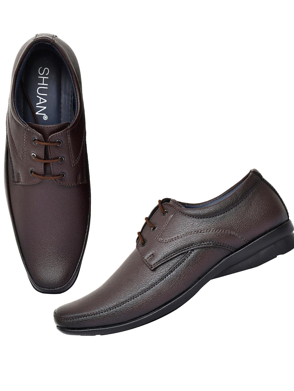 brown leatherette laceup derbies - 18341020 - Zoom Image - 5