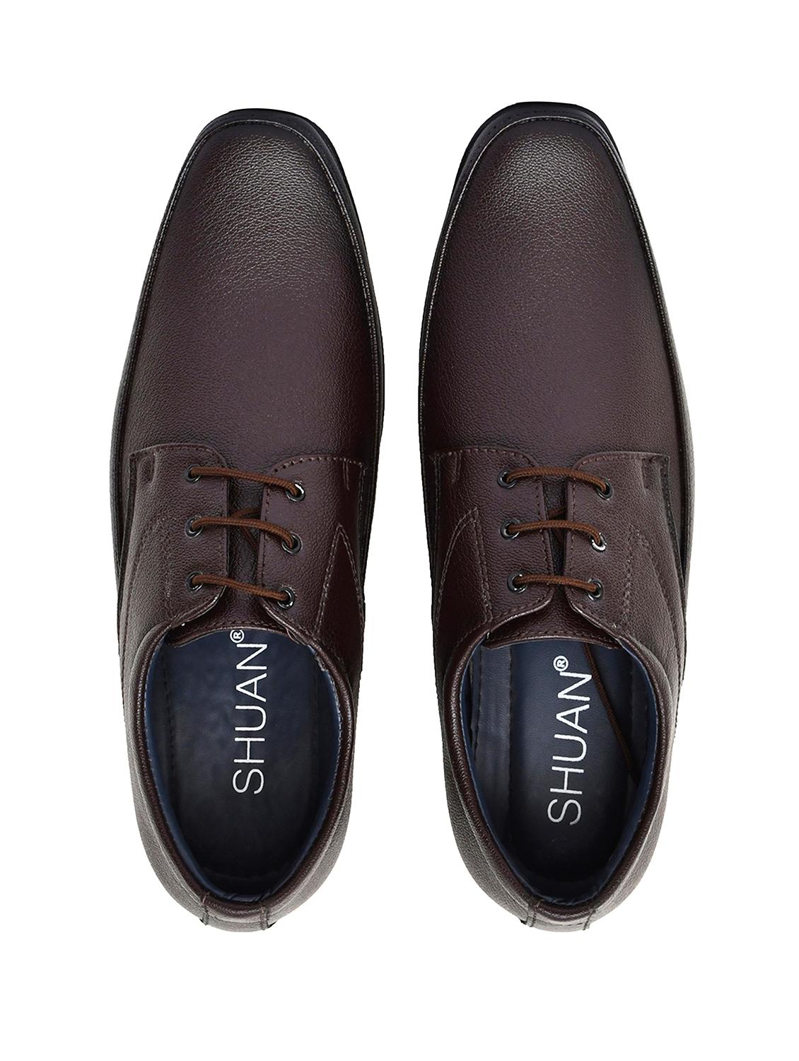 brown leatherette laceup derbies - 18341020 - Zoom Image - 6