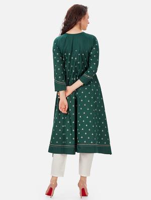 green printed kurta pant set - 18341632 - Standard Image - 4