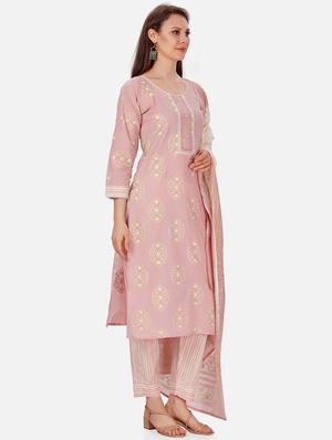 pink printed kurta pant set - 18341647 - Standard Image - 3