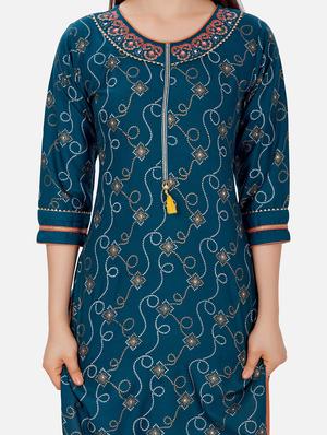 blue printed kurta sharara set - 18341648 - Standard Image - 5