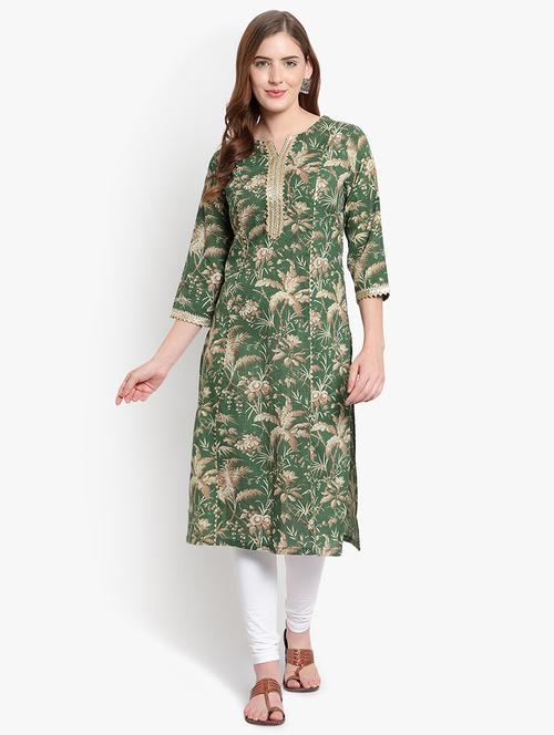 printed straight kurta - 18341709 - Standard Image - 1