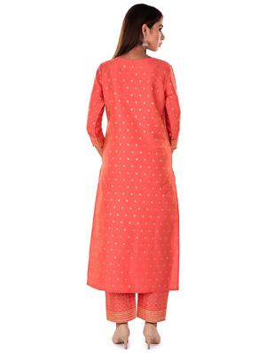 orange silk kurta pant set - 18342015 - Standard Image - 3