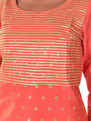 orange silk kurta pant set - 18342015 - Standard Image - 4