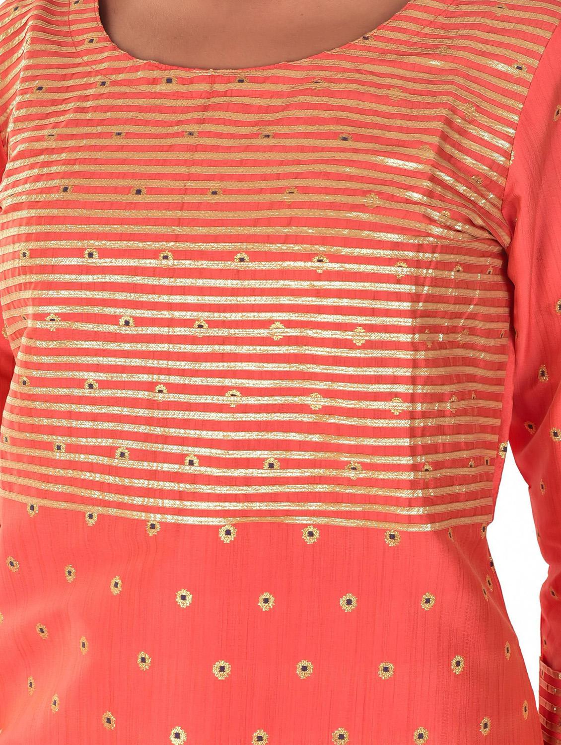 orange silk kurta pant set - 18342015 - Zoom Image - 4