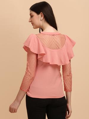 long-sleeved frilled and laced a line top - 18342046 - Standard Image - 4