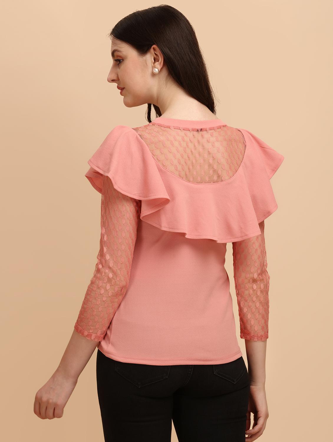 long-sleeved frilled and laced a line top - 18342046 - Zoom Image - 4