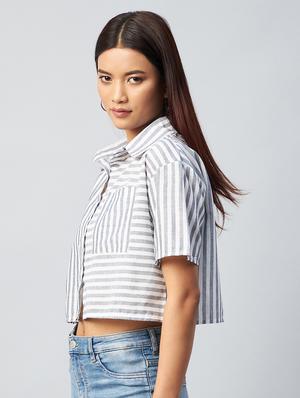 boxy striped crop shirt - 18342566 - Standard Image - 2