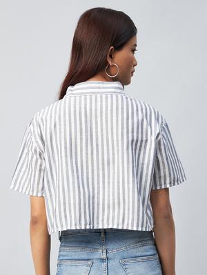 boxy striped crop shirt - 18342566 - Standard Image - 4