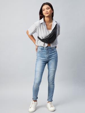 boxy striped crop shirt - 18342566 - Standard Image - 5