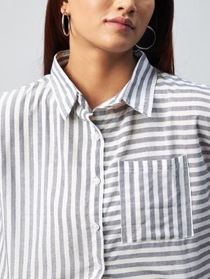 boxy striped crop shirt - 18342566 - Standard Image - 6