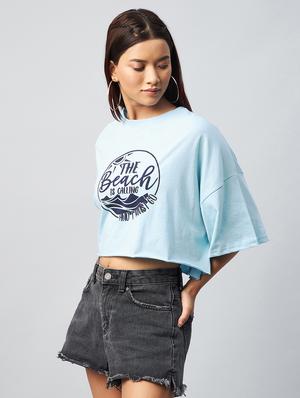 drop shoulder graphic crop tee - 18343426 - Standard Image - 3