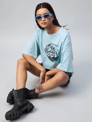 drop shoulder graphic crop tee - 18343426 - Standard Image - 5