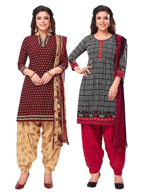 set of 2 unstitched salwar suit set - 18343643 - Standard Image - 1