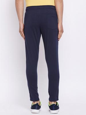 navy blue solid track pant - 18344566 - Standard Image - 3
