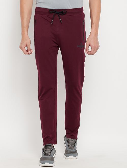 maroon solid track pant - 18344694 - Standard Image - 1