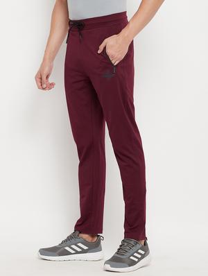 maroon solid track pant - 18344694 - Standard Image - 3