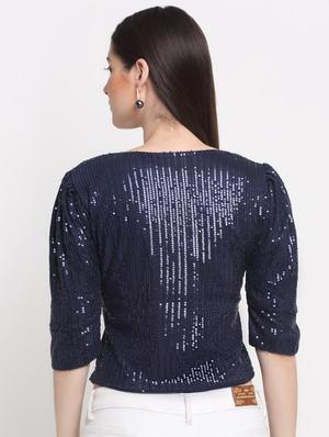 round neck embellished crop top - 18344813 - Standard Image - 3