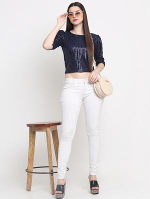 round neck embellished crop top - 18344813 - Standard Image - 4