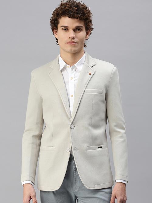 grey solid casual blazer - 18344820 -  Standard Image - 0