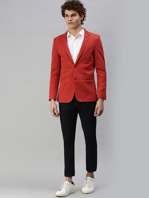 red solid casual blazer - 18344824 - Standard Image - 4
