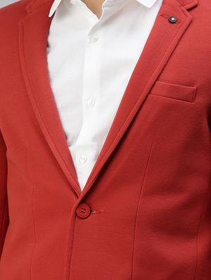 red solid casual blazer - 18344824 - Standard Image - 5