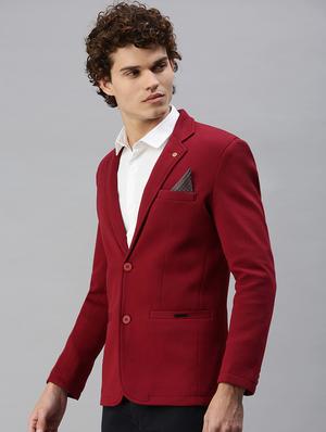 red solid casual blazer - 18344828 - Standard Image - 2