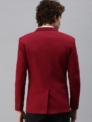 red solid casual blazer - 18344828 - Standard Image - 3