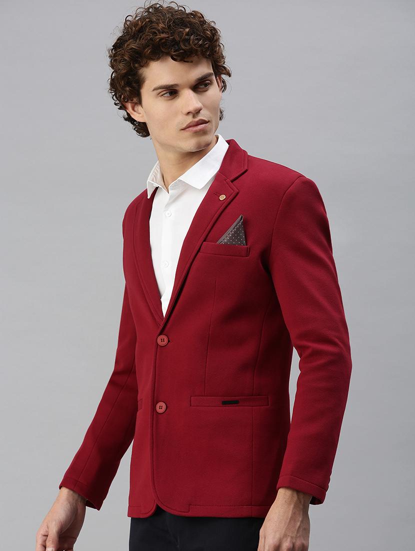 red solid casual blazer - 18344828 - Zoom Image - 2