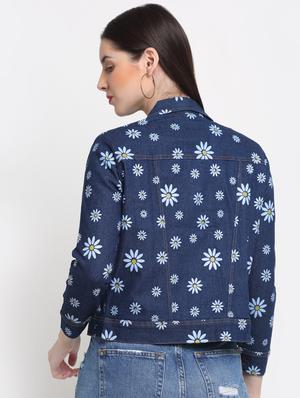 long sleeved floral denim summer jacket - 18344843 - Standard Image - 3
