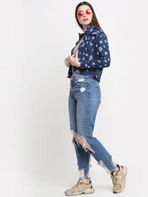 long sleeved floral denim summer jacket - 18344843 - Standard Image - 4