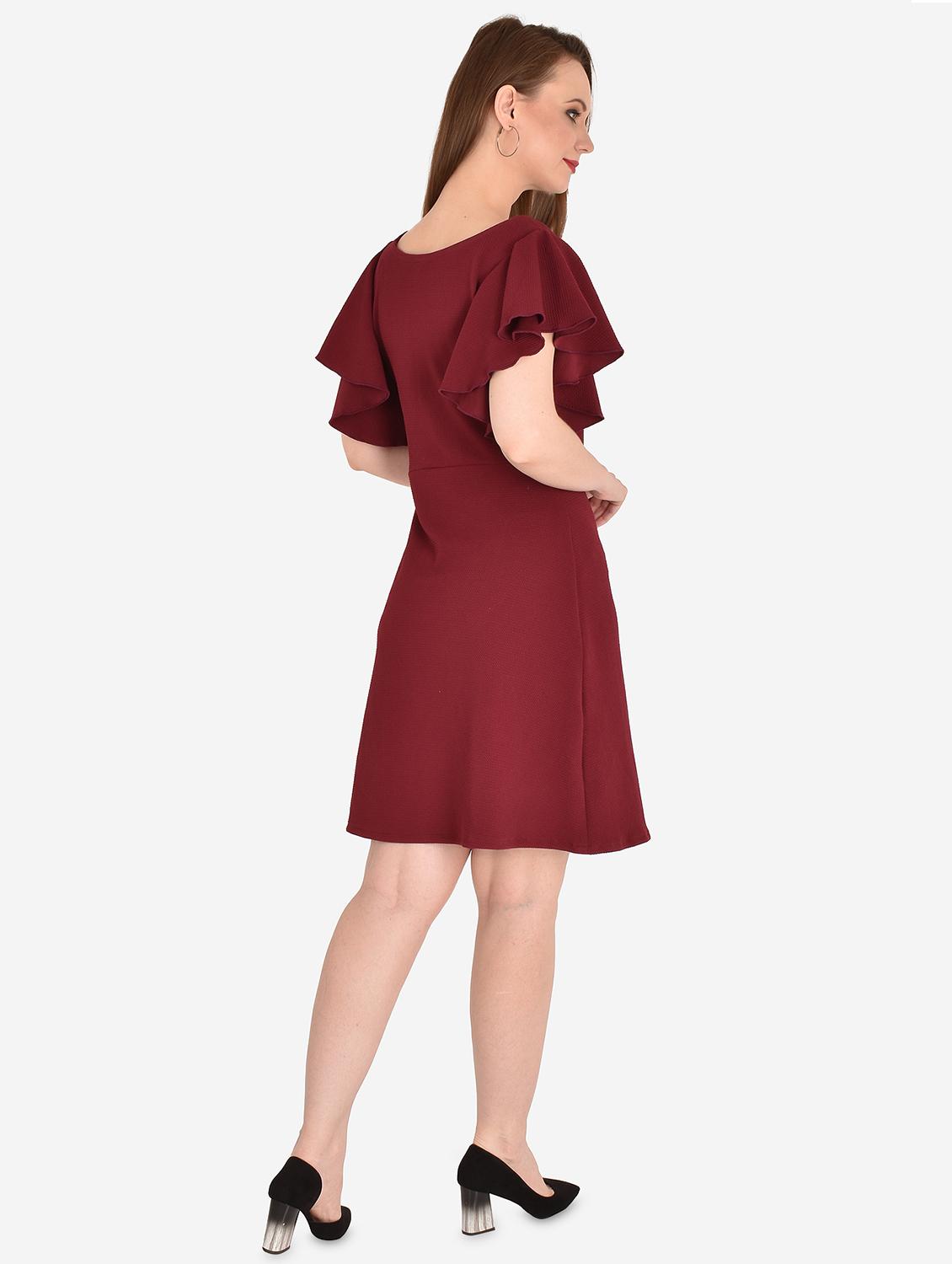 round neck solid a-line dress - 18345224 - Zoom Image - 3