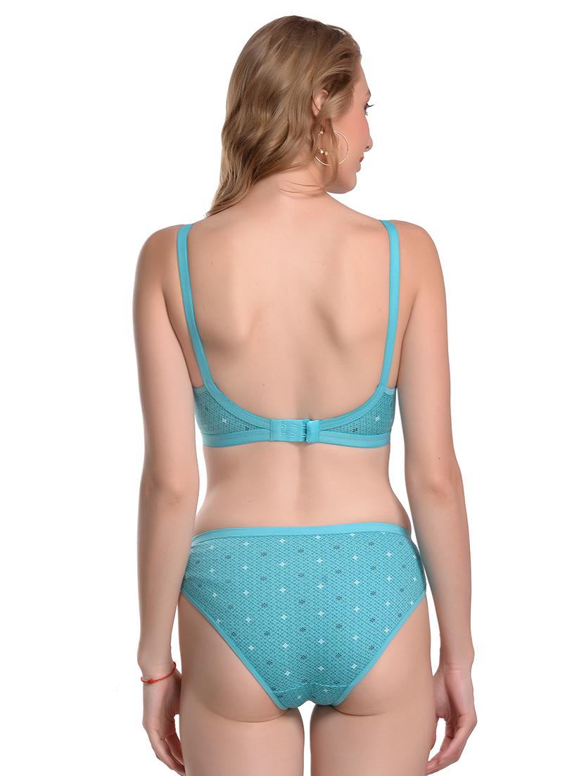 blue printed bra and panty set - 18345543 - Zoom Image - 3