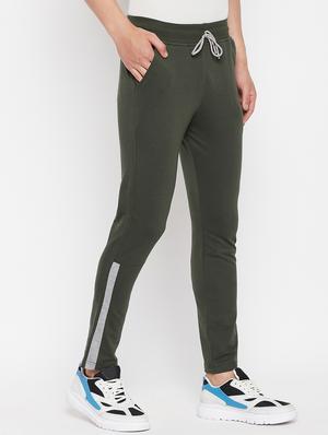 green solid full length track pant - 18345792 - Standard Image - 2