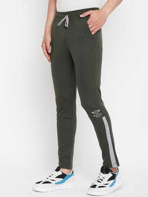 green solid full length track pant - 18345792 - Standard Image - 3