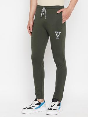 olive-green solid full length track pant - 18345798 - Standard Image - 2