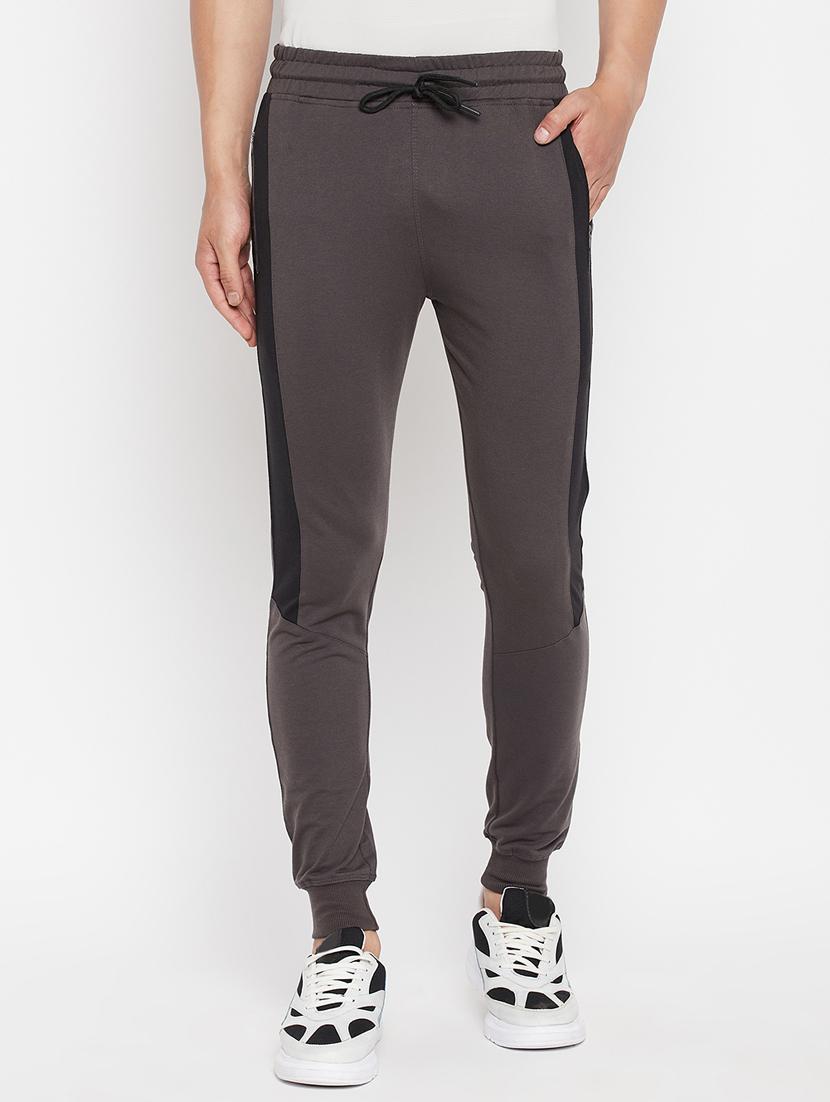 grey solid full length track pant - 18345800 - Zoom Image - 1
