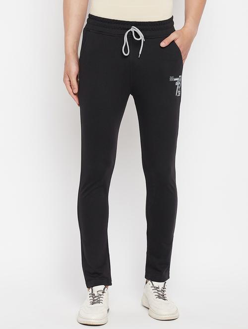 black solid full length track pant - 18345807 - Standard Image - 1